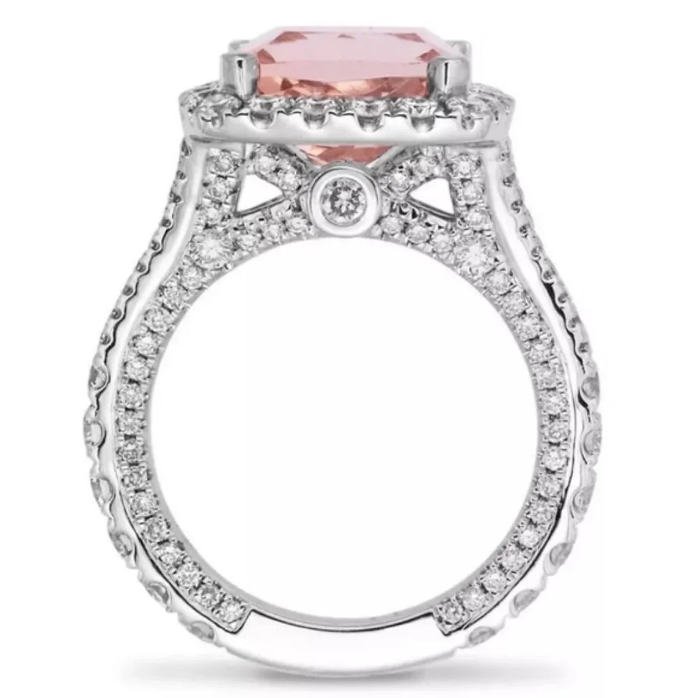 *NEW 5 ct Pink Topaz Diamond Halo Engagement Ring